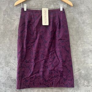 VTG Pendleton 100% Virgin Wool Pencil Skirt Purple Heirloom Floral Sz 4P NEW